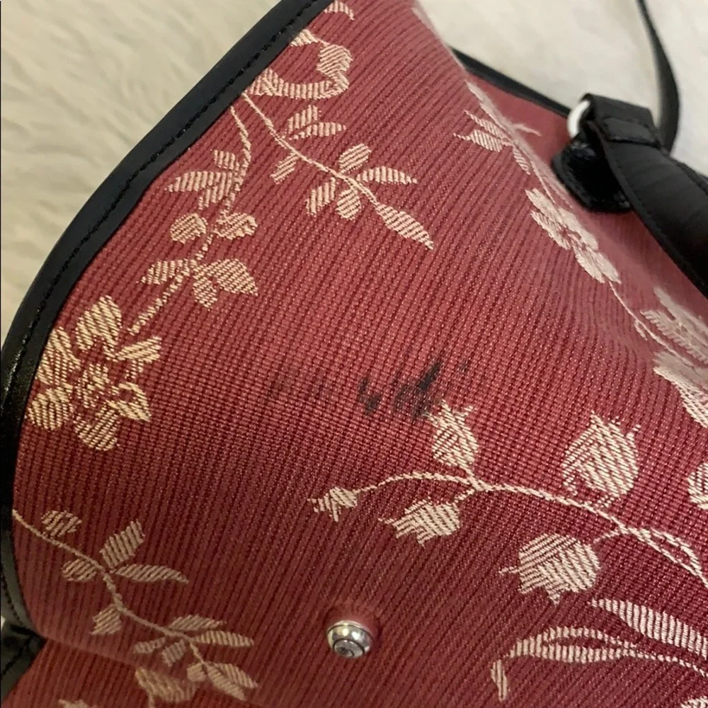 Brighton Red and Black Floral Jacquard Satchel
